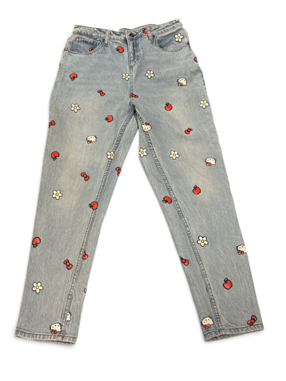 Hello Kitty Straight Leg Jeans Size 9 Blue Red